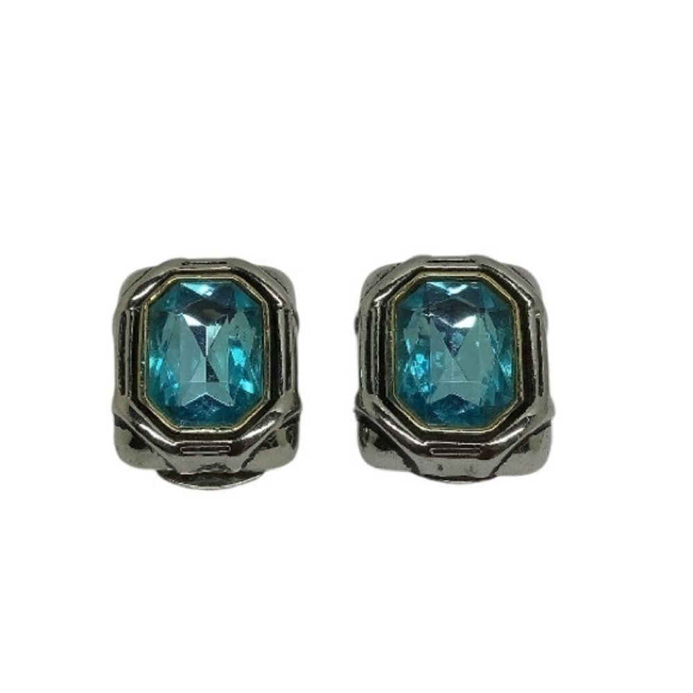 Silver Plated and Blue Clip On Earrings